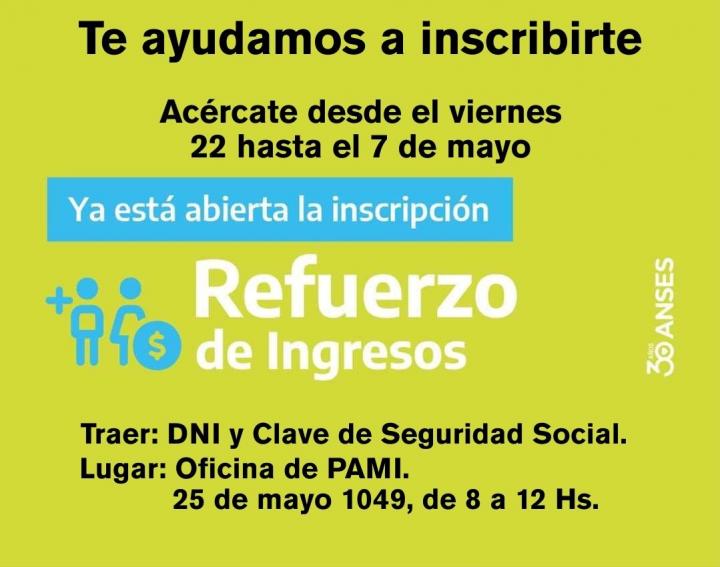 En las instalaciones de PAMI se ofrece asesoramiento e inscripciones para el Refuerzo de Ingresos