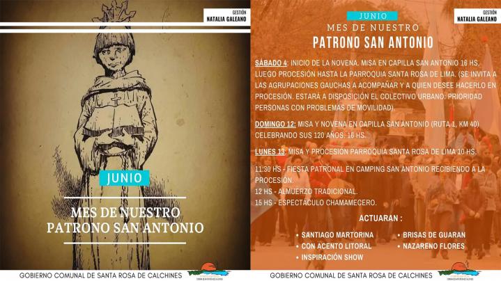 Santa Rosa de Calchines: Cronograma mensual para la festividad del Santo Patrono