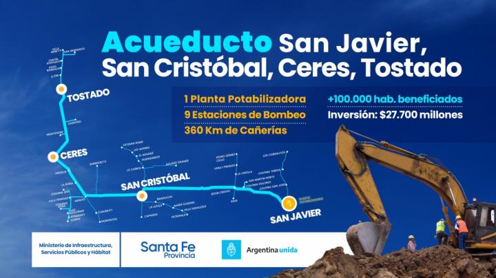 Se licita el mes que viene el imponente acueducto que llevará agua potable de Javier hasta Tostado 