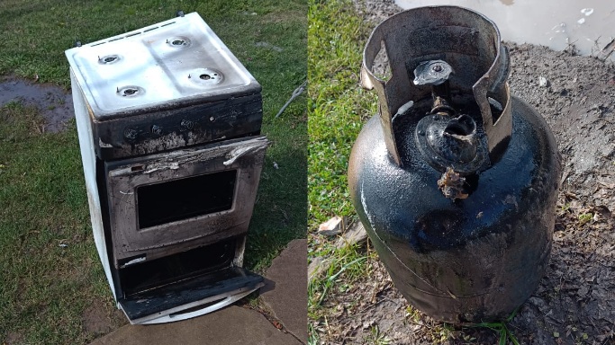 ¡Tremendo susto! Se le prendió fuego la cocina y la garrafa