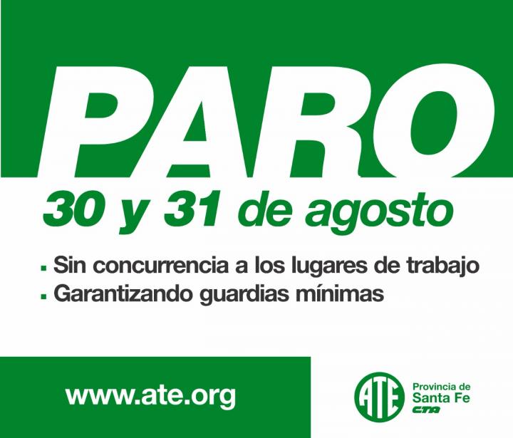 ATE Santa Fe también definió parar el 30 y 31 de agosto