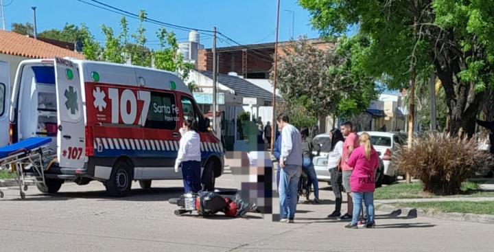 Choque de auto y moto en el centro de San Javier 