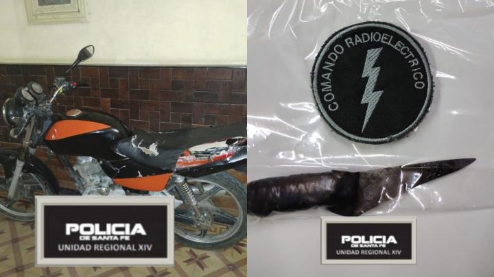San Javier: conducción peligrosa, moto sin papeles y arma blanca