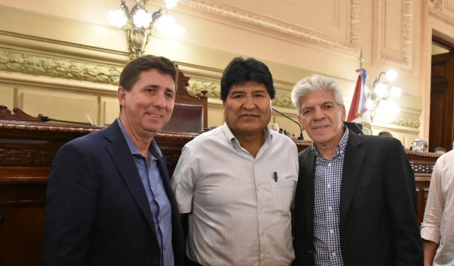 Baucero: El ex presidente de Bolivia, Evo Morales, visitó la legislatura santafesina