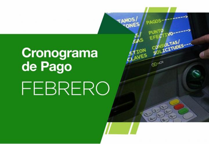 Cronograma de pago de sueldo y jubilaciones correspondiente al mes de febrero