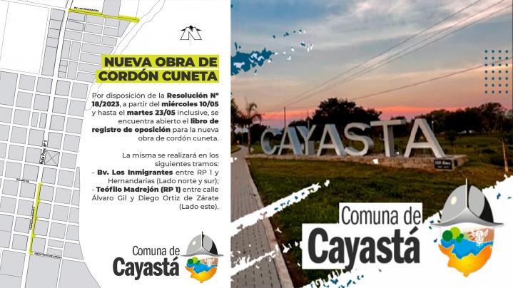 Cayastá: Darán inicio nuevas obras de cordón cuneta en 