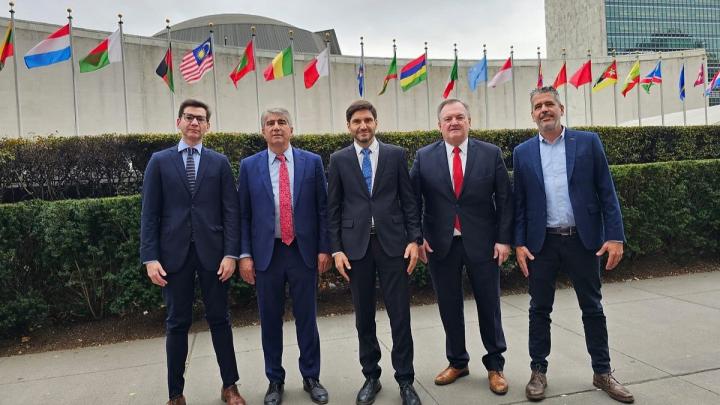 El Diputado Bastia junto a Maxi Pullaro en la sede de Naciones Unidas