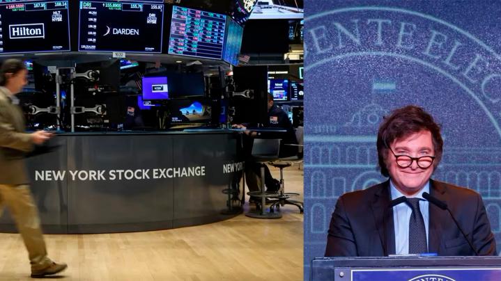Euforia en Wall Street tras la victoria de Milei: las acciones argentinas suben hasta 42% y se disparan los bonos