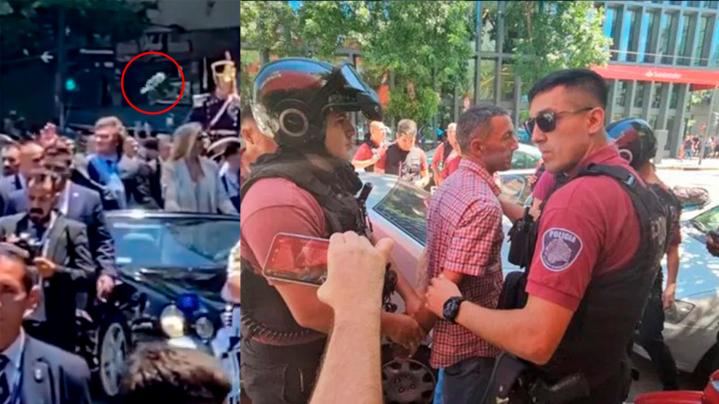 Detuvieron al acusado de arrojarle un botellazo al presidente Javier Milei
