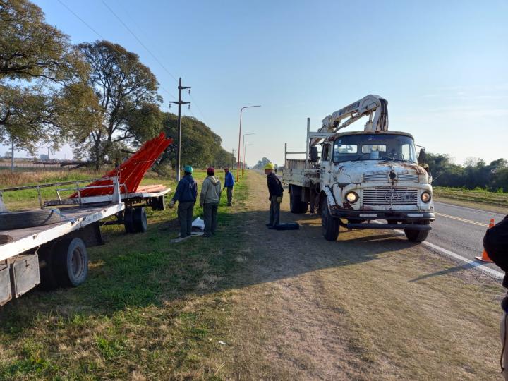 Colonia San Joaquín: Comienza a modernizarse en luces LED en el ingreso a la localidad