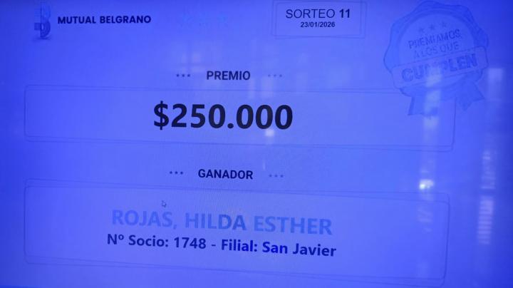 Mutual Belgrano Realizó el Sorteo de $250.000: Una Socia de San Javier se Lleva el Premio